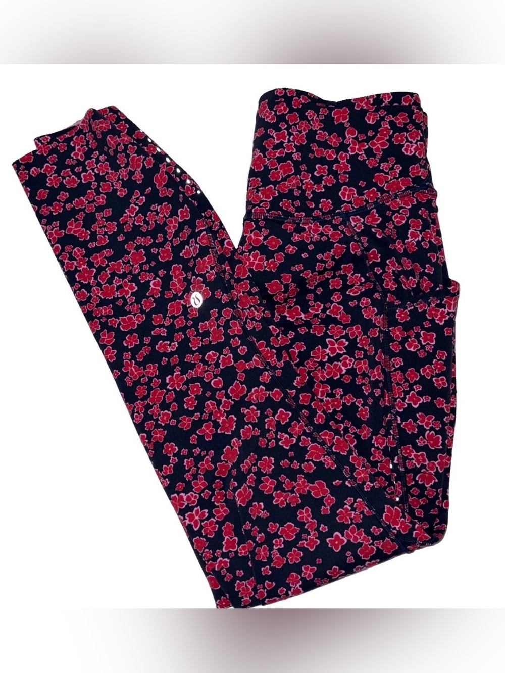 NWT•LULULEMON•SIZE 6•FAST & FREE HI RISE 25” L TIGHT*POCKETS•FLORAL RED MULTI